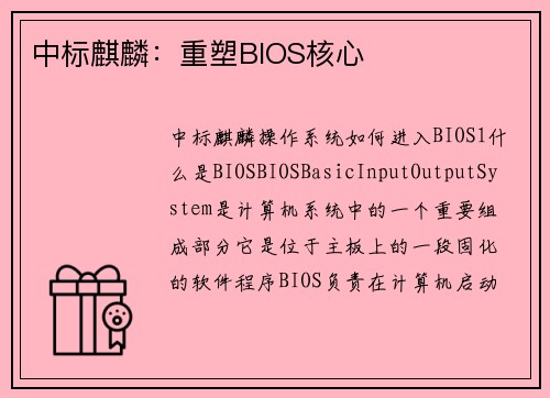 中标麒麟：重塑BIOS核心